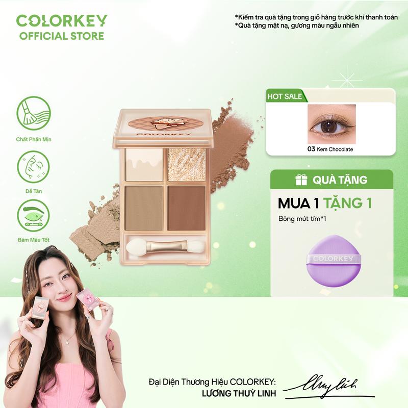 Bảng Phấn Mắt 4 Màu COLORKEY Phiên Bản Ice Cream Ngọt Ngào, Phấn Mịn 4g