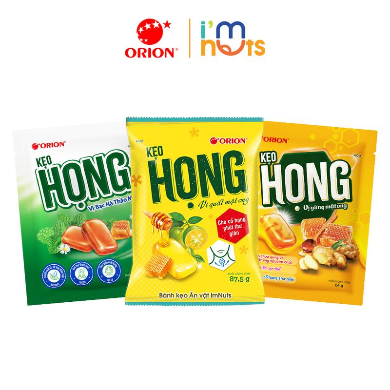 Kẹo Ngậm Họng Orion Vị Quất Gừng Mật Ong Và Bạc Hà Thảo Mộc 
