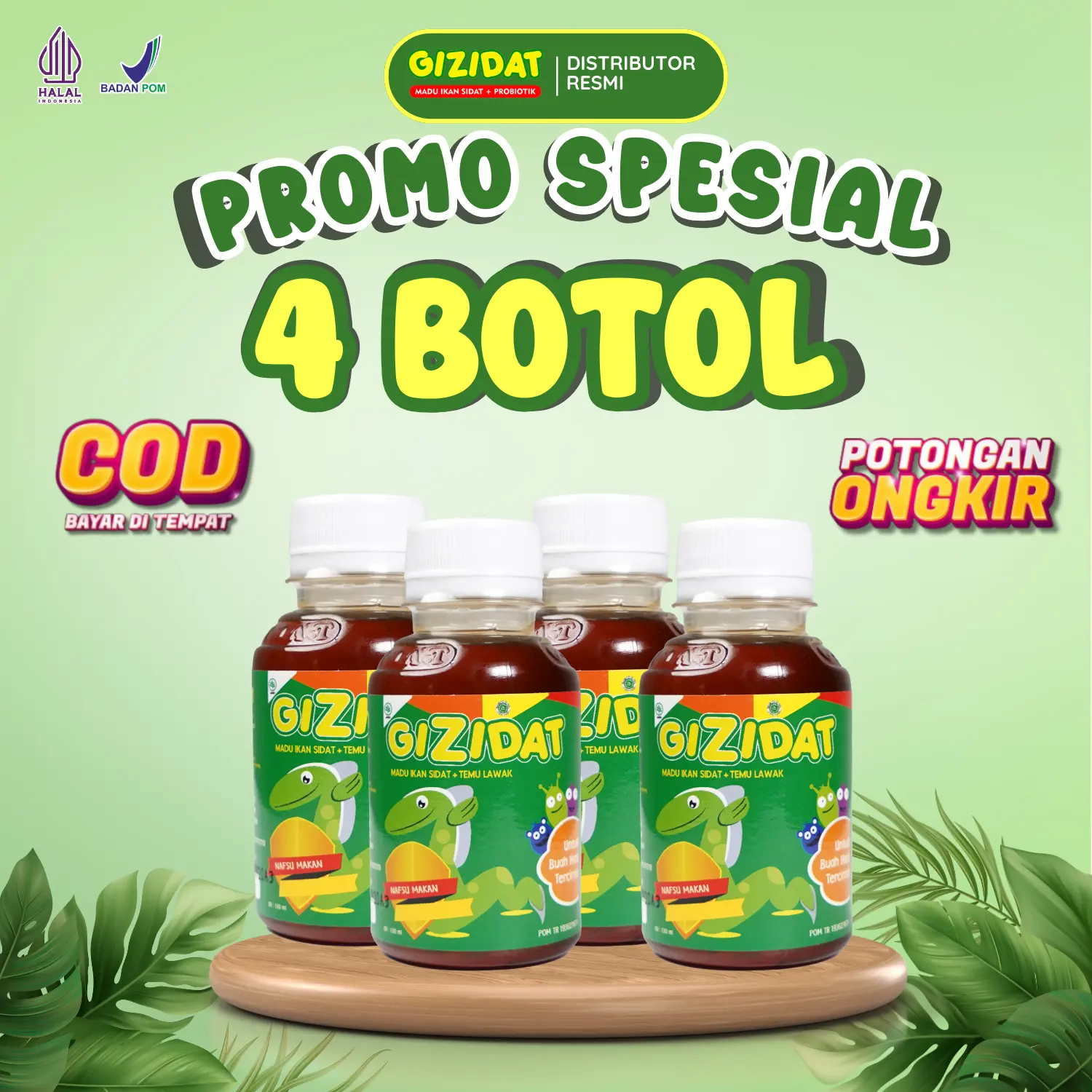Madu Multivitamin Anak Gizidat - PAKET 4 BOTOL MADU GIZIDAT 130 ml BPOM