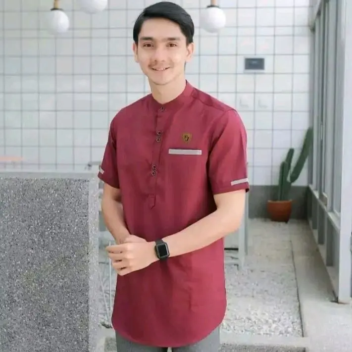 Baju Koko Kurta Lengan Pendek Terbaru Dewasa Kantong Muslim Katun Pria Nyaman Panjang Formal Lembut Kancing 4