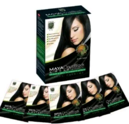 MAYA ONYX HERBAL HAIR COLOURING ESSENCE PEWARNA RAMBUT HITAM KEMASAN 1 BOX ISI 5 SHACET  Penghitam rambut