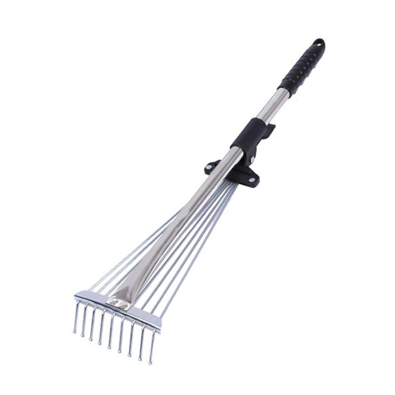 Product Introduction of Grass Rake 9 Teeth Stainless Steel Rake Adjustable Steel Rake With Handle Gardening Rake L6K4 20
