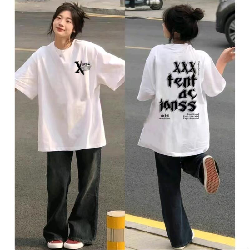 kaos distro tacion atasan retro lengan pendek /baju kaos pria wanita Loose Fit Tshirt Combed Polos Oblong Custom Santai 5