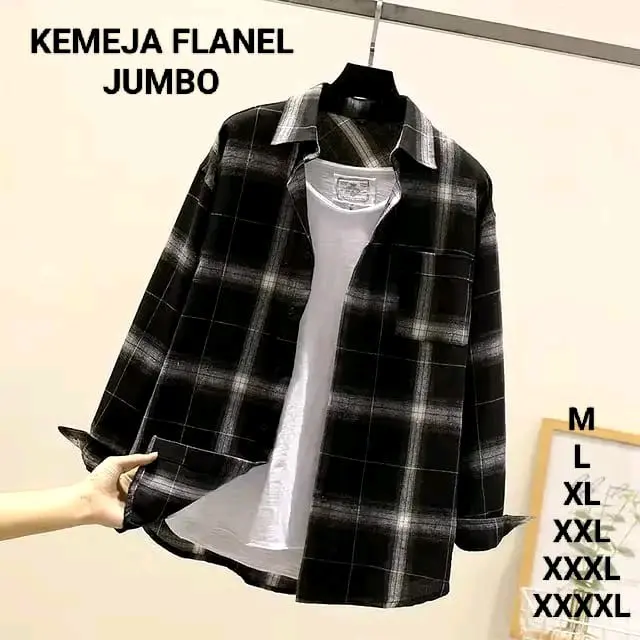 KEMEJA FLANEL MOTIF KOTAK CATUR BIRU M-4XL LENGAN PAJANG PRIA WANITA TERLARIS LUMBUT HALUS Casual Kain Lembut Distro 6