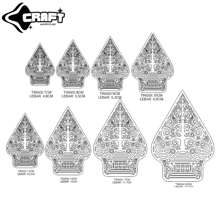Gunungan Wayang Akrilik Mirror Gold 8