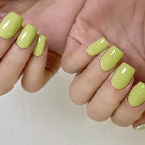 Multiple Sizes Unisex Apple Green Press On Nails | 100% Handmade with Matte & Glossy Finish | Medium Oval / Medium Almond / New Chinese Square | Ideal for Work & Travel | Fresh & Refreshing for SS