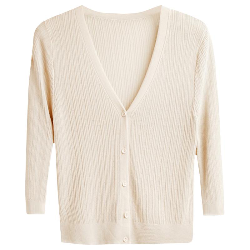 Product Introduction of Ice silk knitted cardigan short jacket for women in spring, autumn, and summer, thin outer layer, shawl with suspender skirt, sun protection top Knitwear Womenswear Lingerie Comfort 8