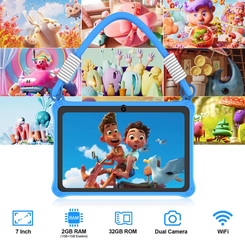 K7 7 Inch Android 13 Tablet, 2G RAM 32G ROM Tablet with Silicone Case for Home & School, Fashionable 5