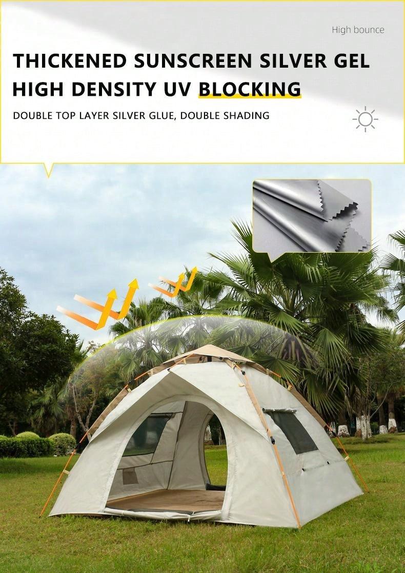 Product Introduction of One Piece Double Door Double Window Version Tent Outdoor Camping Portable Folding Big Tent Camping Equipment Tent Large Rain and Moisture Resistant Tent Equipped with Moisture Pad 7
