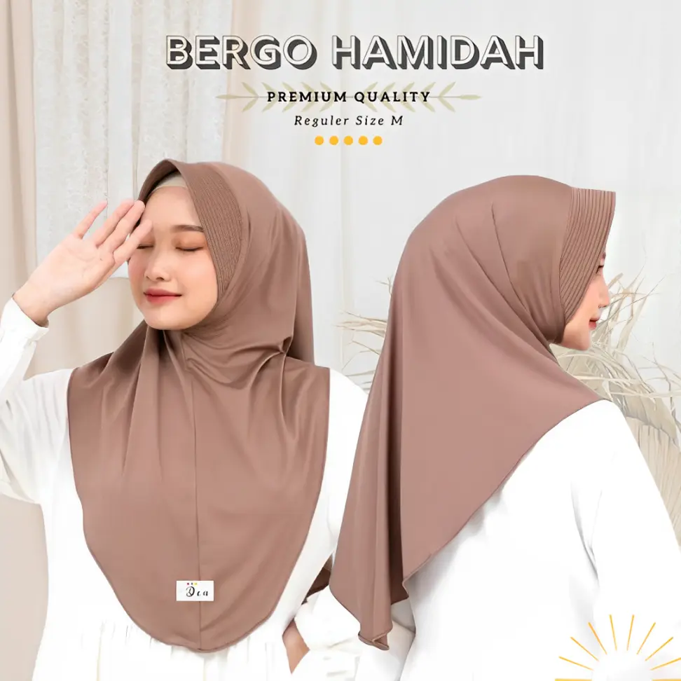 Hijab Bergo Hamidah Size M Menutup dada | Bergo instan Hamidah jersey premium Viral | Kerudung Bergo Nyaman di pakai Trendy