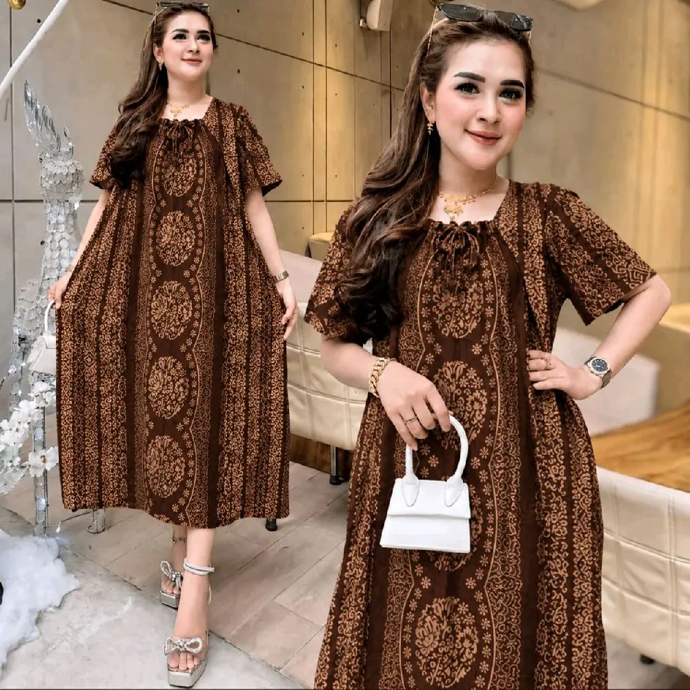 DRESS FUJI AURORA Rayon Premium Busui Resleting Jumbo Gaun Wanita Casual Bumil