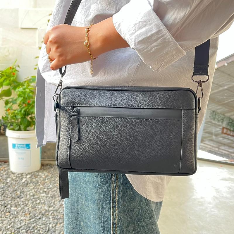 Kanasaku Clutch Genuin Leather KNS04 Kulit Sapi Asli Pria Hitam handbag weatherproof zips   bag 2
