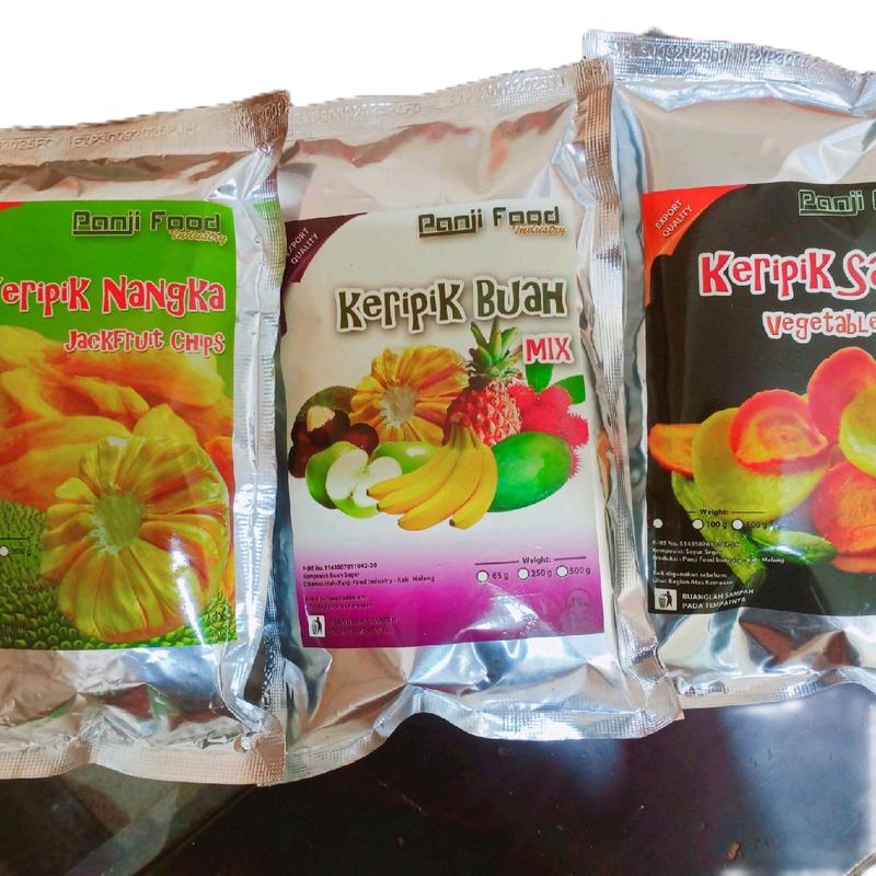 Keripik Buah Mix Kualitas Ekspor Panji Food kemasan ekonomis 65gram Snack Kerupuk Kering Cemilan 2
