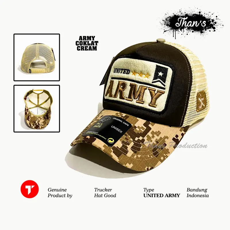 Topi Trucker Full Bordir United Army Topi Jaring Bordir Pria Wanita Terbaru-Trucker Hat Kekinian COD 0