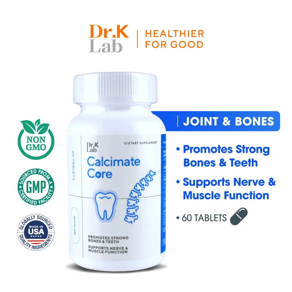 [SG] Dr. K Lab Calcimate Core Calcium 1000 mg Supplement Tablet for Strong Bones & Teeth, Joint Health/Mineral, Nerve & Muscle Function. Edible Supplements for Fitness, Healthcare