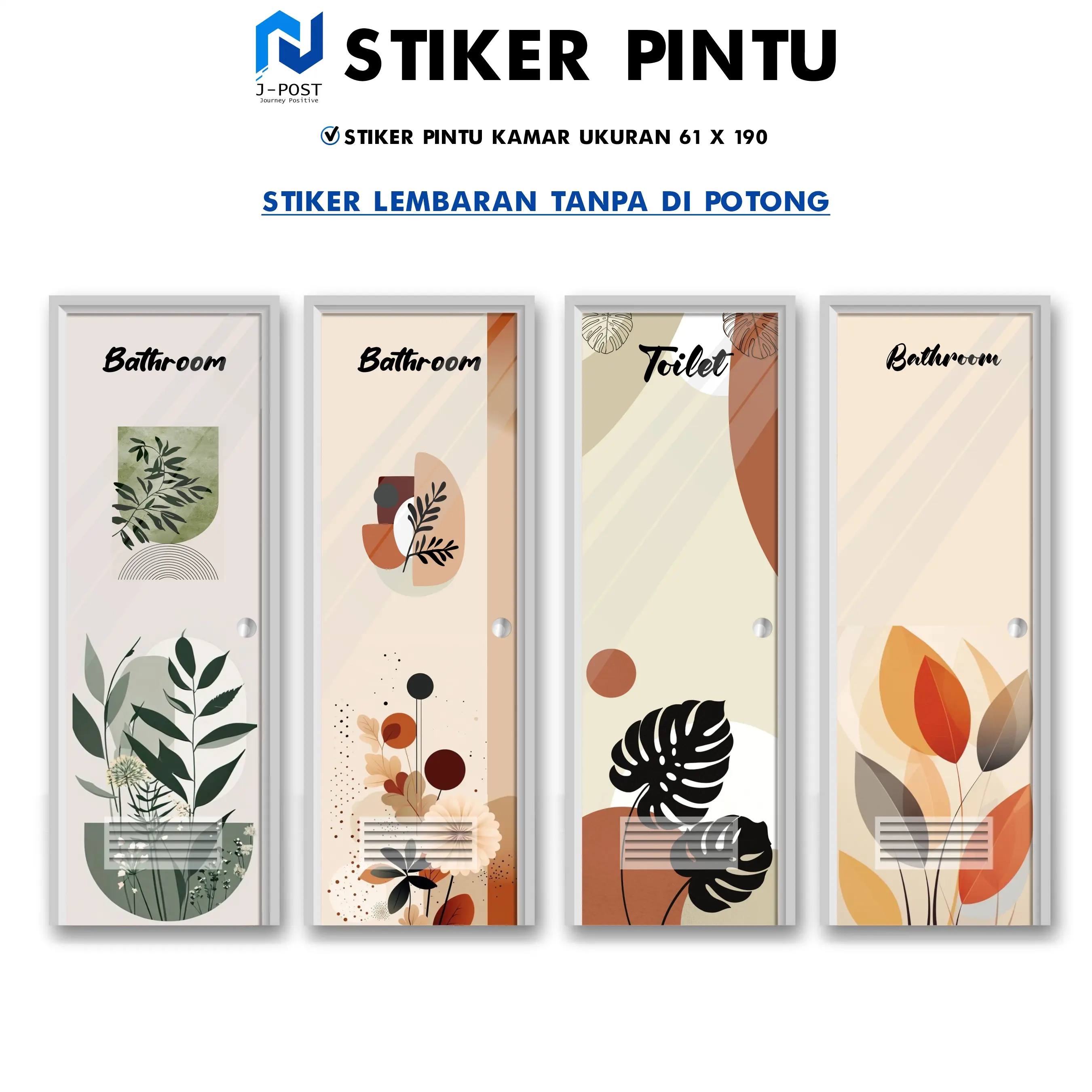 Stiker Pintu Kamar Mandi Toilet dan Stiker Pintu Kamar Stiker Pintu Anti Air Mudah Dipasang Motif Abstrak Aesthetic