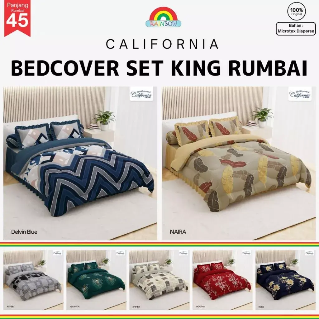 California - Bed Cover SET SPREI RUMBAI King (180x200) Terlaris pilihan
