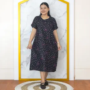 Daster Rayon Midi Wanita Motif Kekinian | Daster Rayon Motif Pita Adem Nyaman Busui Friendly