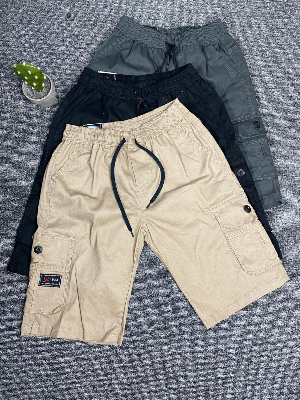 Celana Cargo Pendek, Celana Pendek Cargo Dewasa, Celana Dewasa Cargo, Pinggang Karet, Katun, Boxer, Short Combed Pria Distro Chino Santai Surfing Pantai Cowok Hitam Panjang Nyaman Casual