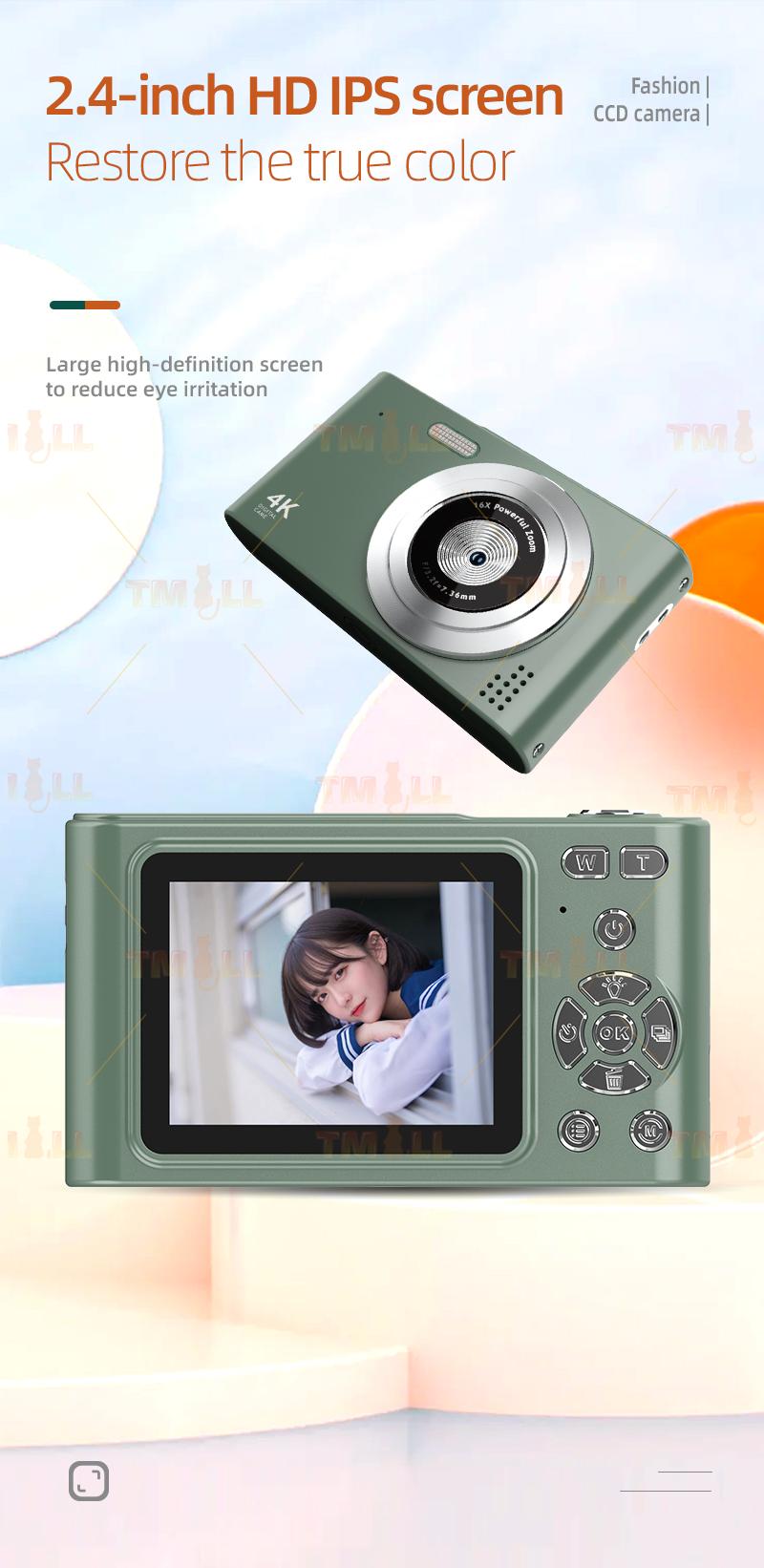 Product Introduction of [Sg Ready Stock] 5Color 1080P Digital Camera Video Camcorder 48MP Photo 16X Zoom Anti-shake HD digital retro camera Card Rechargeable Birthday Cable 34
