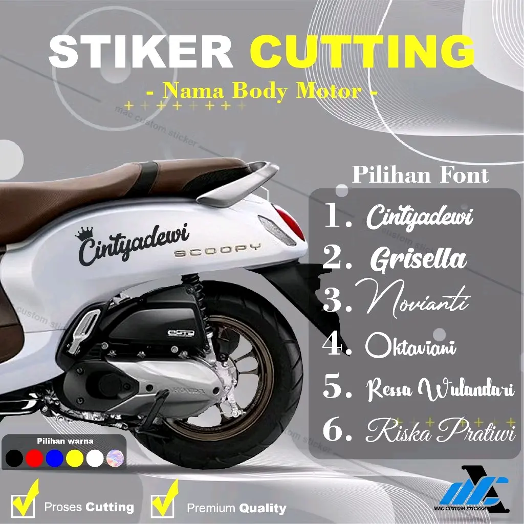 STIKER COSTUM NAMA BODI MOTOR -STIKER CUTTING COSTUM NAMA BODI MOTOR