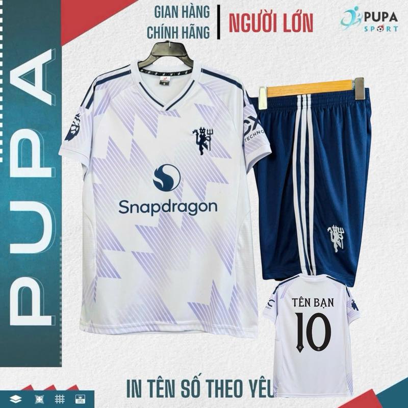 Bộ Quần Áo Bóng Đá Jp, Clb Mờ U 2025 Màu Trắng Tím , Vải Thun Lạnh Cao Cấp Cho Nam Nữ, Có In Tên Unisex Top Quần Sport