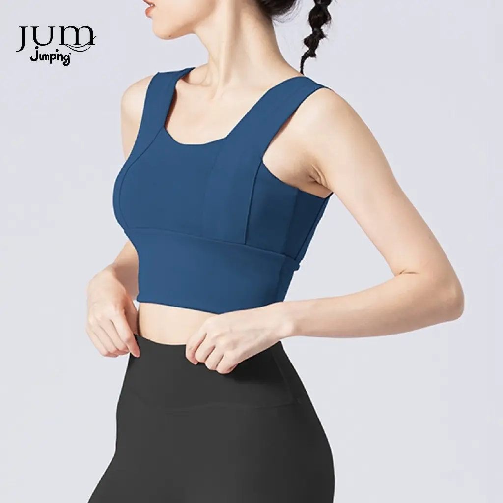 JUM Wide shoulder fixed women thin running fitness vest back shock-proof high-intensity yoga sports underwear