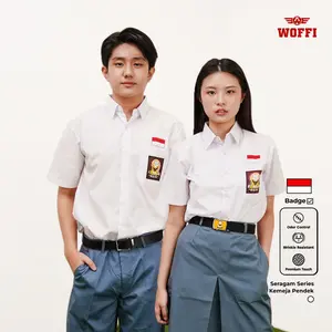 Seragam SMA Woffi Kemeja Pendek Badge Putih Bendera