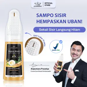 CrownCare Hair Coloring Shampoo Uban 200ml Penghitam Rambut Beruban Membantu menghitamkan uban, menghitamkan rambut, Membantu menutrisi rambut Extract | Dengan Botol Pompa Ganda Dan Sisir