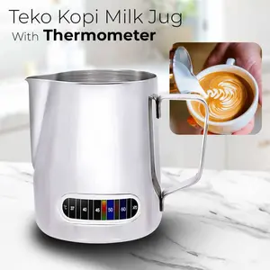Teko Milk Jug Espresso Latte Art 580ml with Thermometer TP410