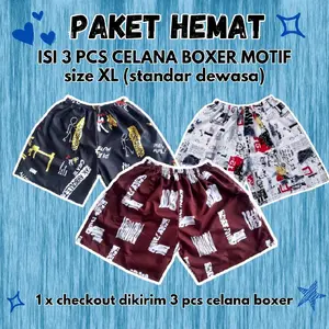 Paket Hemat dapat 3pcs Boxer Motif XL - Celana Boxer Bahan Katun Pendek