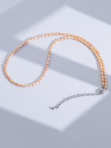 淡水パールネックレス、ケシパール、サイズ3〜4mm、自然成長の触感、女性や女の子へのギフトに最適、Tk13640
