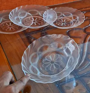 Piring Kaca Tatak Gelas Pisin Minimalis Kaca Isi 6 Pcs