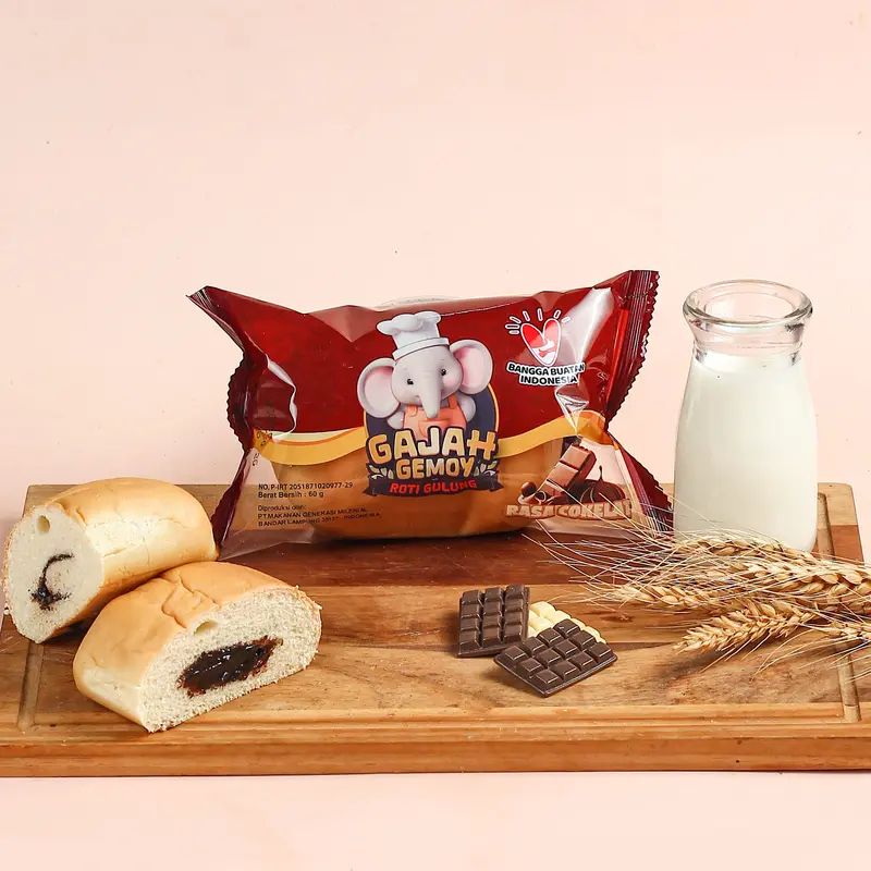 [COD} PROMO 1 DUS ISI 16 HANYA 30K Roti Gajah Gemoy Lembut & Padat rotinya cocok untuk sarapan & cemilan sore rasa Cokelat , Susu , Blueberry mengenyangkan penunda lapar / snack / food 4