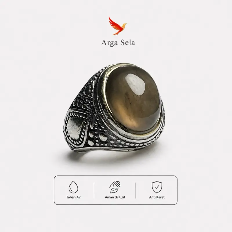 Cincin Batu Solar Giwang Super - Asli Natural - Ring anti karat