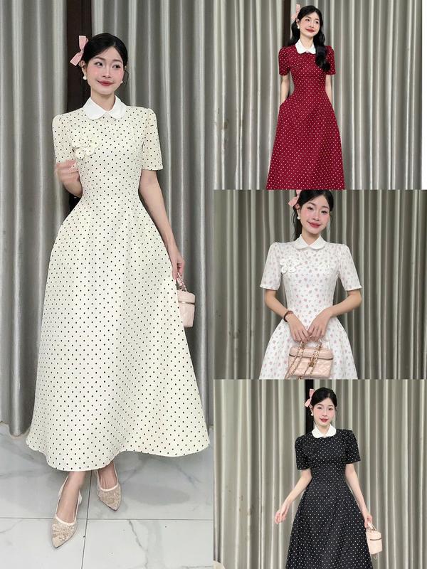   Đ.31-D  Đầm Thiết Kế Sơmi Cổ Sen Dáng Dài Tiểu Thư  Có Túi  | Tũm Clothing 
