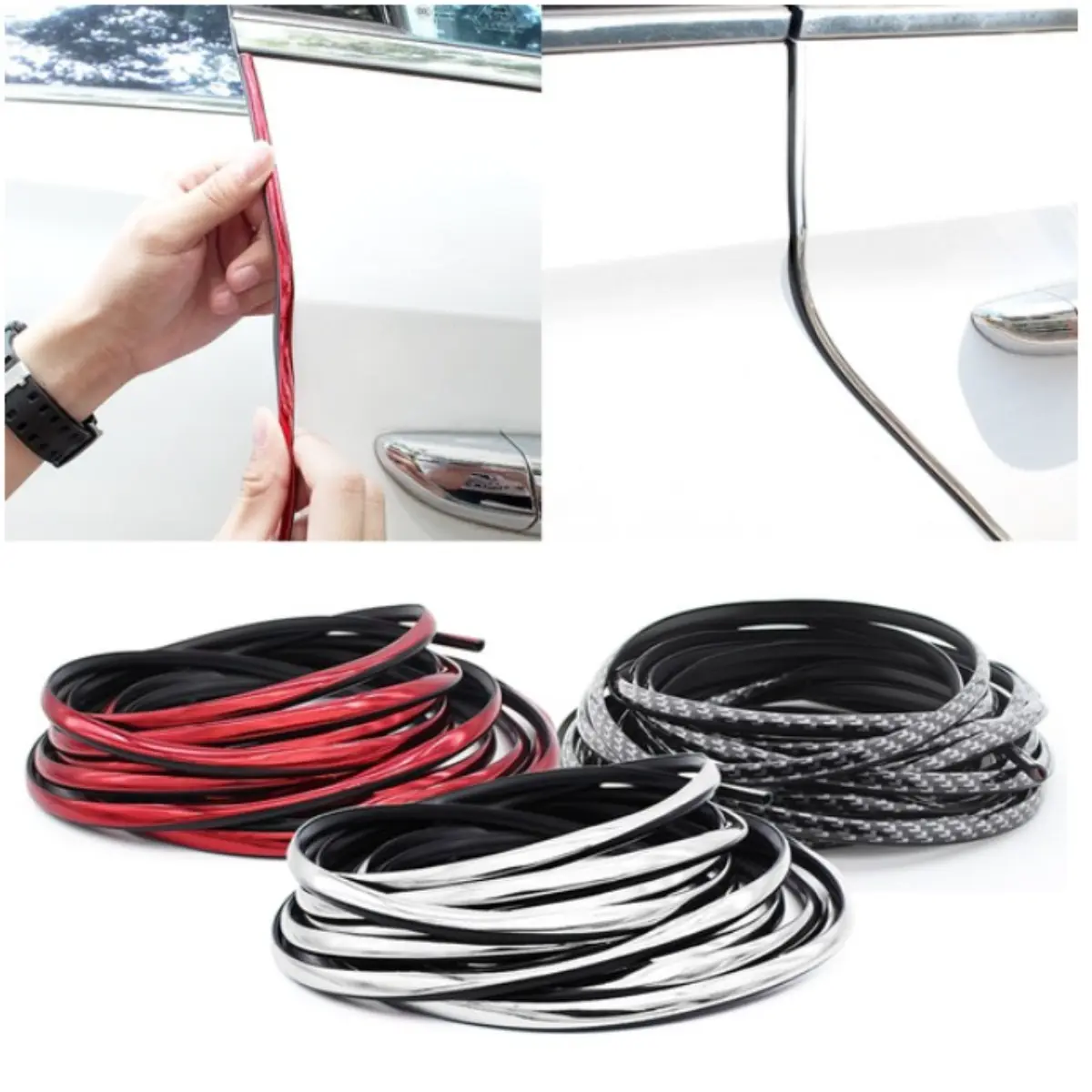 5M/Roll Universal Car Door Exterior Moulding Rubber Scratch Protector Strip Edge Guard Trim Door Edge Anti Collision Rubbing Strip