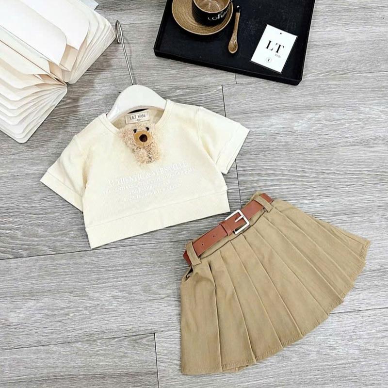 [6-25kg] Set BỐN CHI TIẾT Áo Cotton Kèm Gấu Chân Váy Thắt Lưng Xinh Xắn Cho Bé Chất Liệu An Toàn Phù Hợp Làn Da Bé Yêu