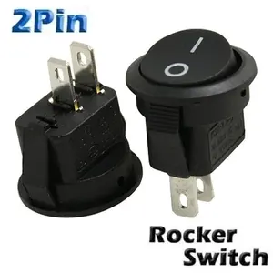 Saklar Bulat Hitam 2 Kaki Kecil Bulet Black baterai Switch Holder Round Rocker Switch MINI Saklar Round on Off 2 Pin 2Pin BA-02B