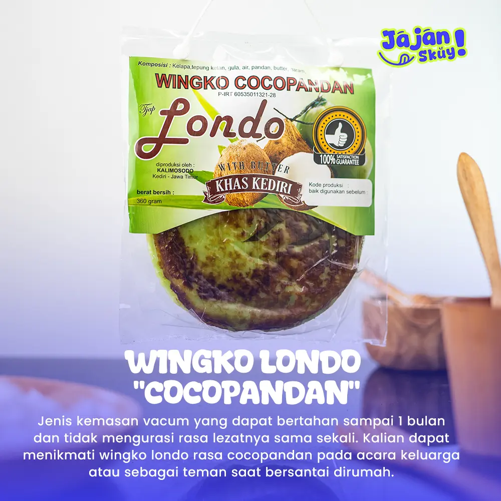 Wingko Tjap Londo Rasa Cocopandan - Camilan Kelapa Lezat - Rasa Enak & Lezat