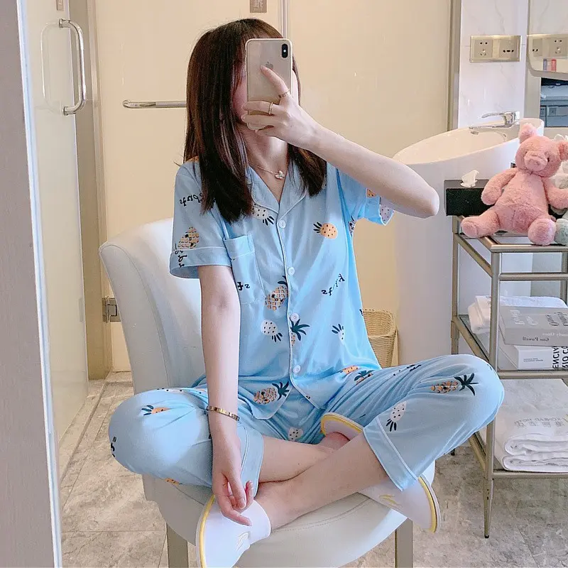 EMILY PIYAMA Baju Tidur Set Piyama Motif Buah Fit Lengan Pendek Celana Panjang Premium Pakaian Tidur Wanita Dewasa 3