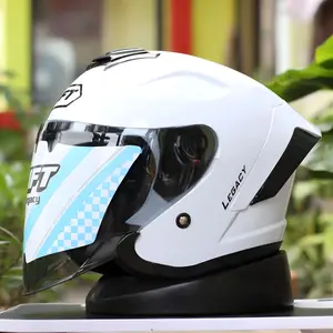 Helm Half Face GIFT LEGACY Solid Polos Standar SNI Certificated 5368.894/13.340/VIII/2020 Shell ABS Thermoplastic Visor Tahan Gores Intercome Ready Design