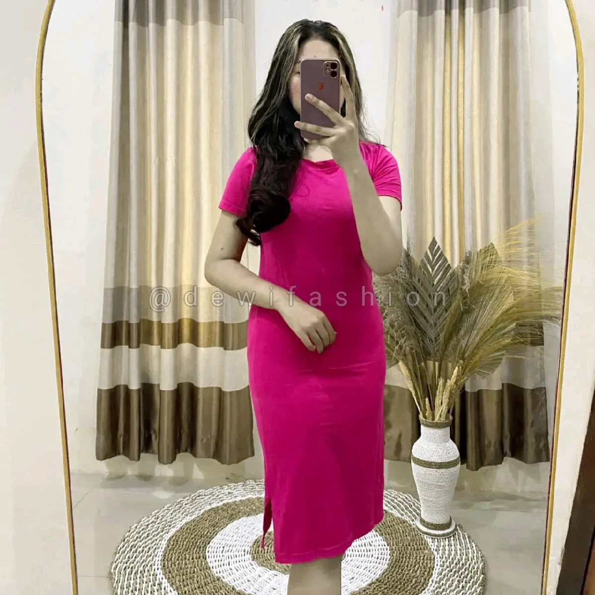 Dress Slim Polos Korea Import Midi Spandex Rayon Melar - Pendek, Pesta, Samping, Panjang, Casual, Formal, Mini, Kaki, Kerah