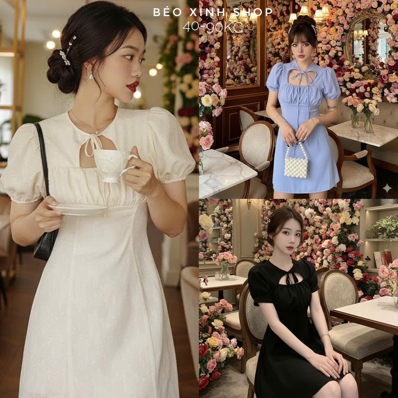[Xả Kho] Thời trang bigsize set váy Đầm Dự tiệc cho các nàng Nữ Cotton Dress Đen Women - A.1009