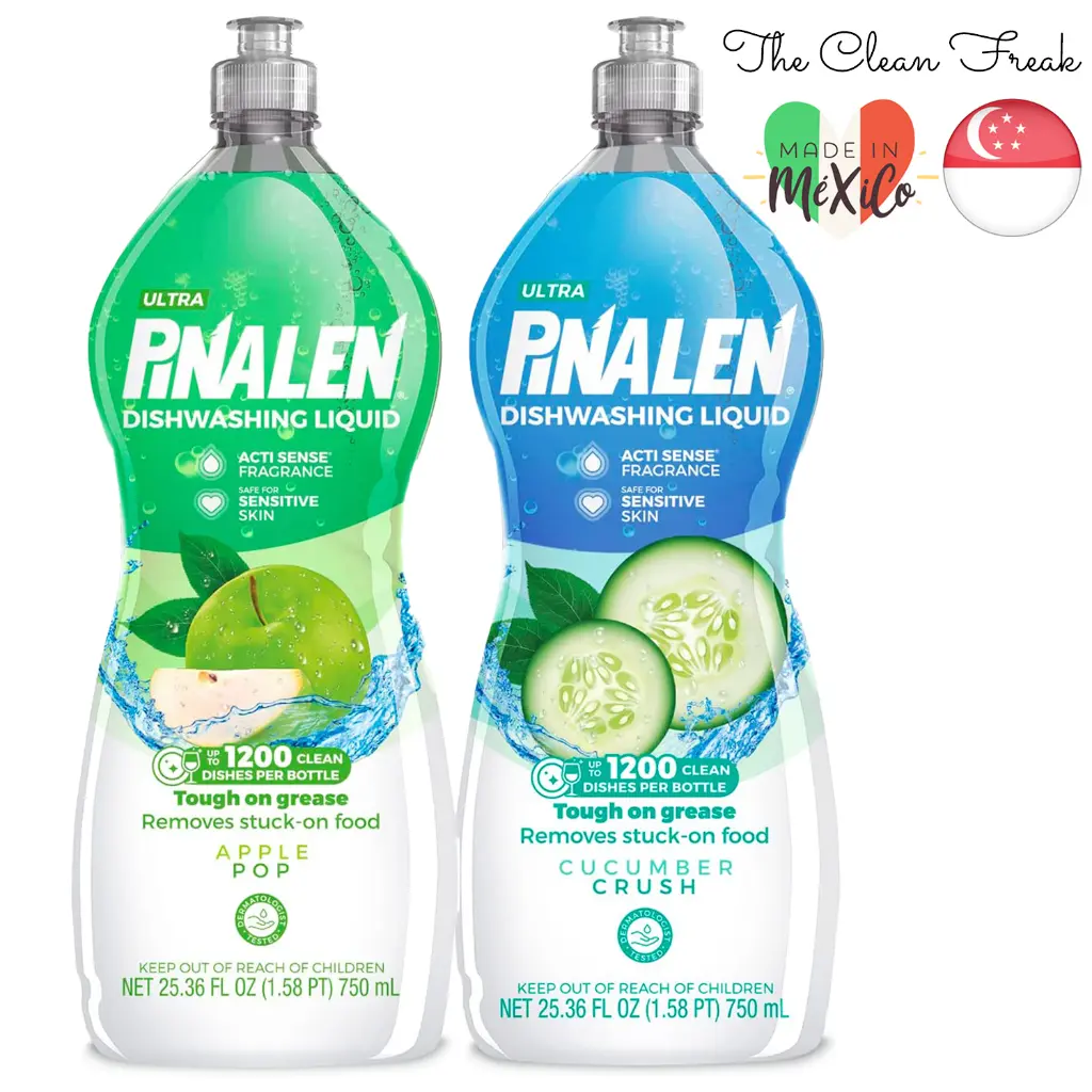 Ultra Pinalen Dishwashing Liquid Dish Soap, Apple Pop / Cucumber Crush Scent, 750ml (25.36 fl oz)
