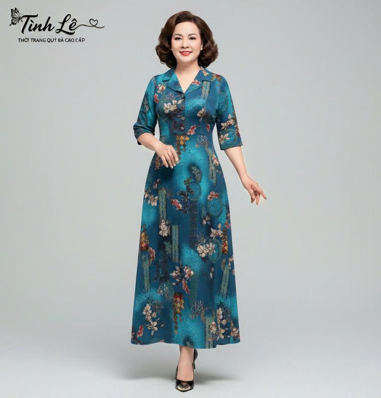  MÃ 883 : ĐẦM CỔ VEST DÁNG DÀI CC Nữ Women 