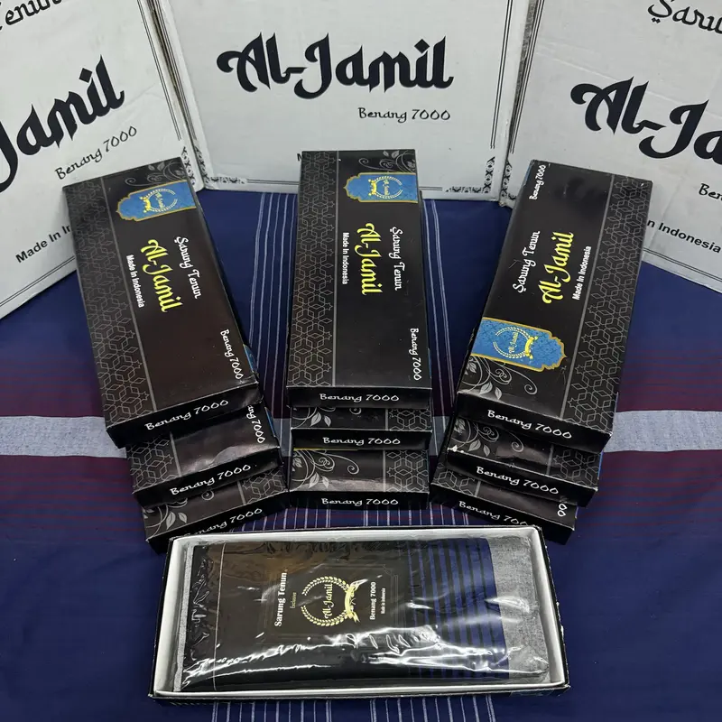 1PCS Sarung Tenun Dewasa Murah Al-Jamil Motif Salur Pinggir Muslim Pria Katun Kain 3
