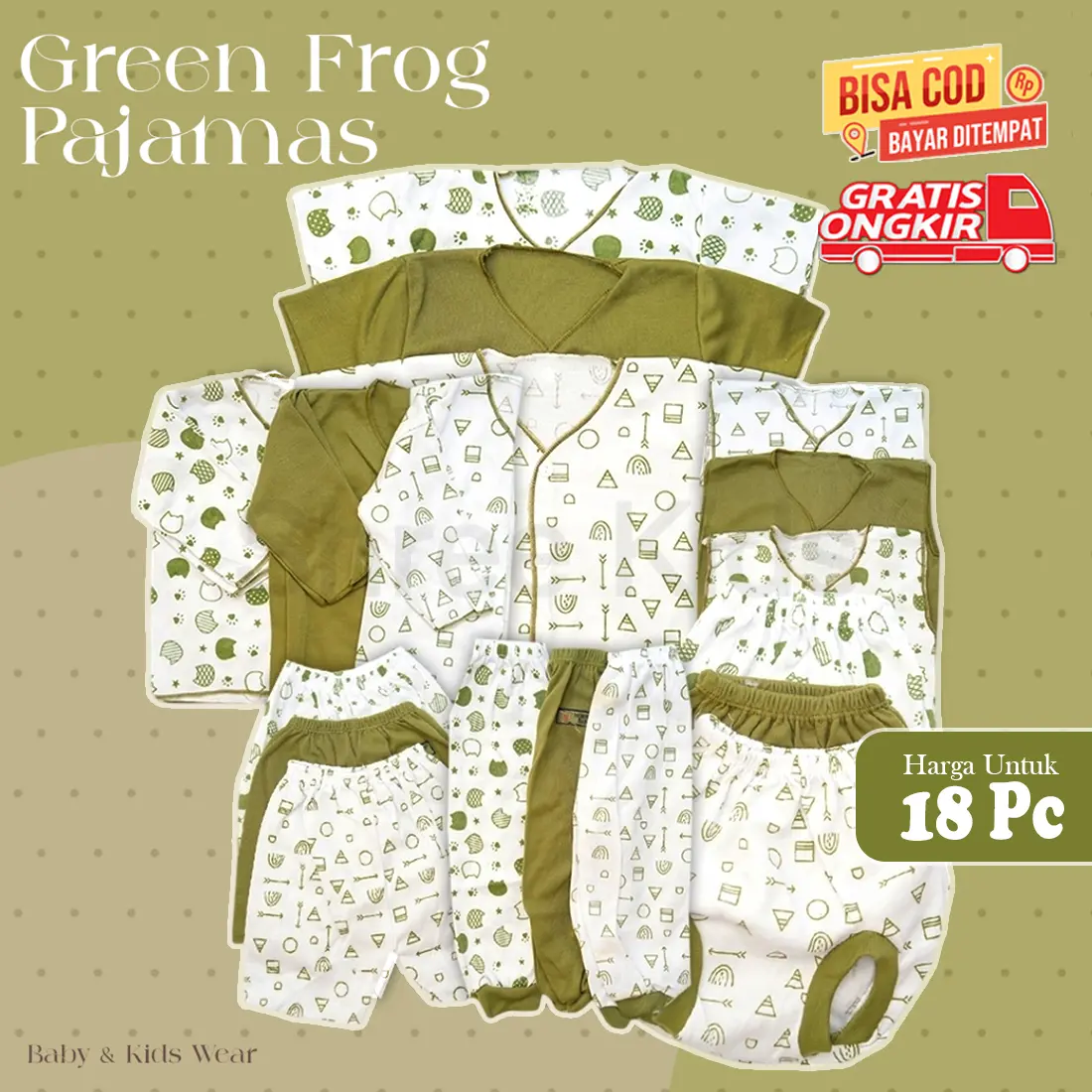 Paket 18pcs Setelan Baju Bayi Celana Bayi Baru Lahir Gift Set Baby Serian Hijau SNI SR 06