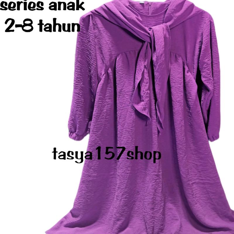 LUNA SET SYARI ANAK//USIA 2-14TH//BAJU SETELAN KERUDUNG  Muslim Nyaman Gamis 3