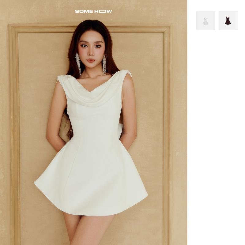 New11 Đầm Ngắn Serene Drape Chất Vải Chéo Thun Lạnh Thoải Mái WDN155 SOMEHOW